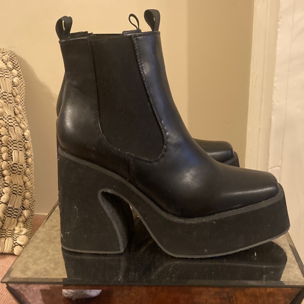 Nasty Gal Black Chunky Platform Boots